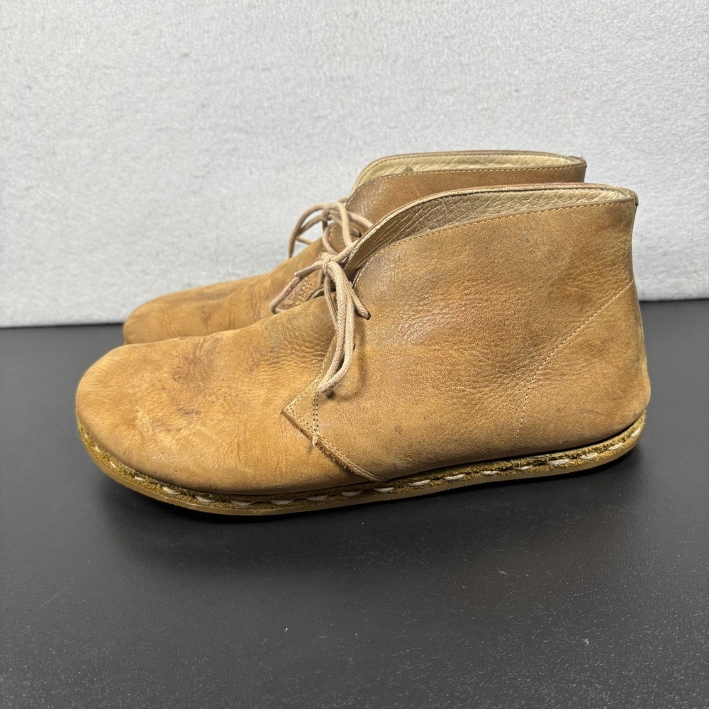 Atlantis Men's Barefoot Boots Handmade Leather Shoes Size 7 Brown Lace Up